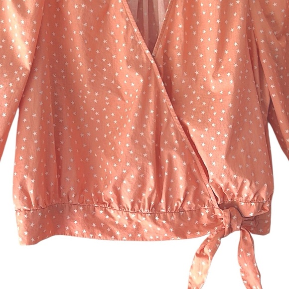 MADEWELL | NWOT STAR SCATTER PURE COTTON TOP WRAP & TIE FRONT PEACH | LARGE - Picture 3 of 12